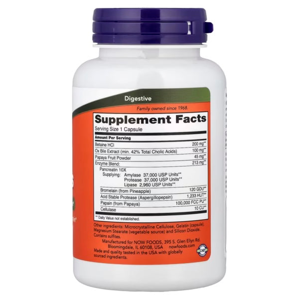Now Foods Super Enzymes 90 Capsulas Informacion nutricional