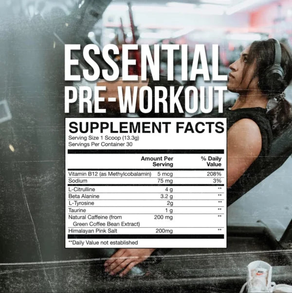 Raw Nutrition Bum Essentials Pre Entreno 30 Servicios Informacion nutricional