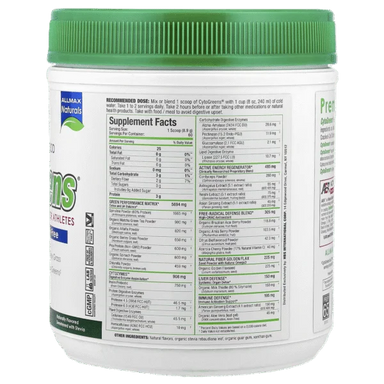 Allmax CytoGreens 690Gr 60 Servicios Chocolate Informacion nutricional