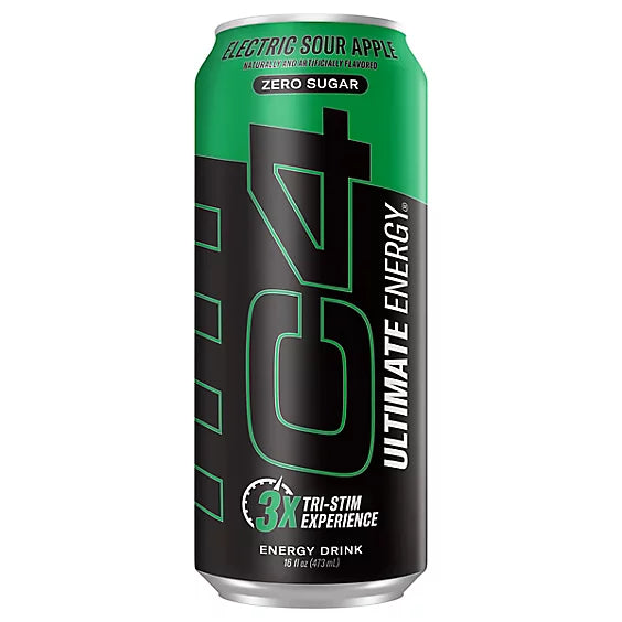 Cellucor C4 Ultimate Energy Drink 16oz 12 pack electric sour apple