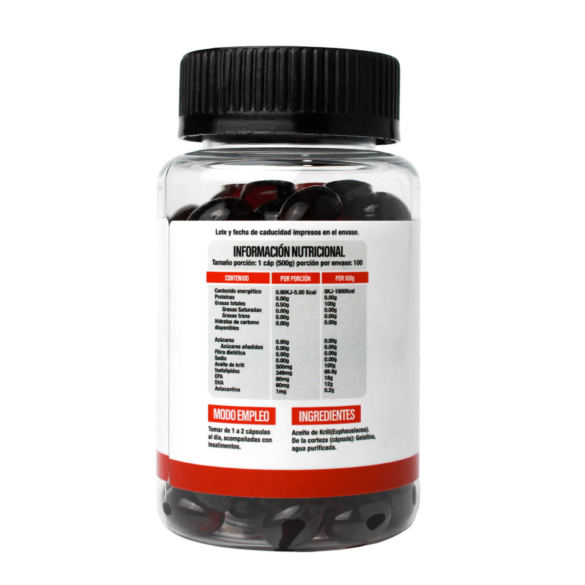 Superlabs Nutrition Aceite de krill 500 mg 100 Caps Informacion nutricional