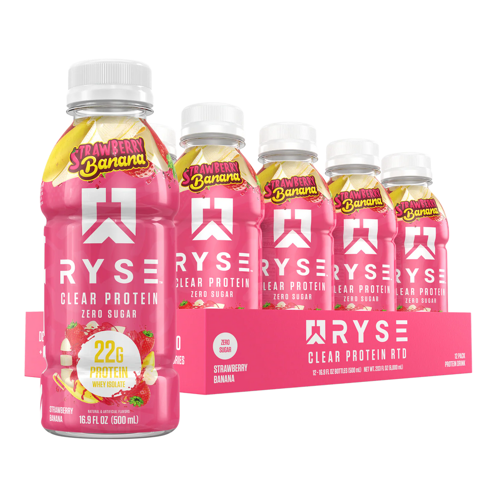 Ryse Clear Whey Proteina Drink 12 pack strawberry banana