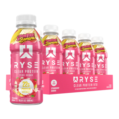 Ryse Clear Whey Proteina Drink 12 pack strawberry banana