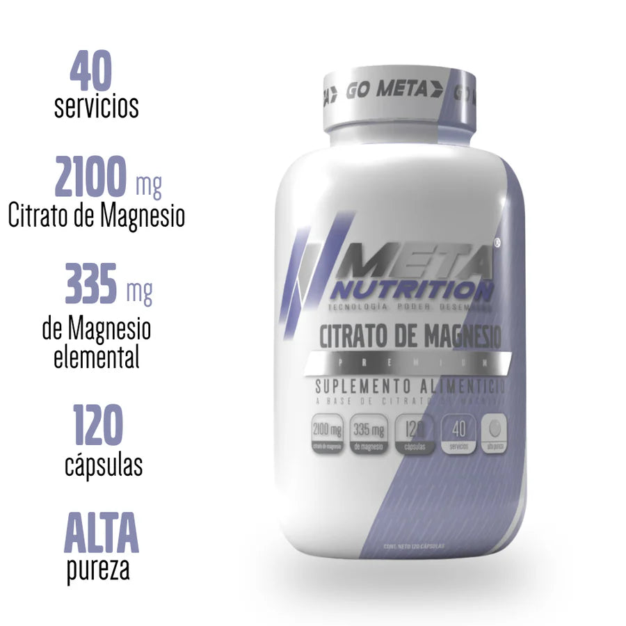 Meta Nutrition Citrato de Magnesio Premium 120 Caps 40 Servicios Portada 3