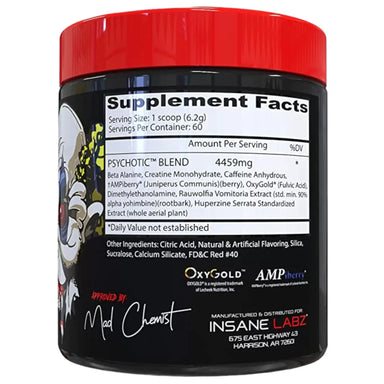 Insane Psychotic Blend Pre entreno 60 Servicios informacion nutricional