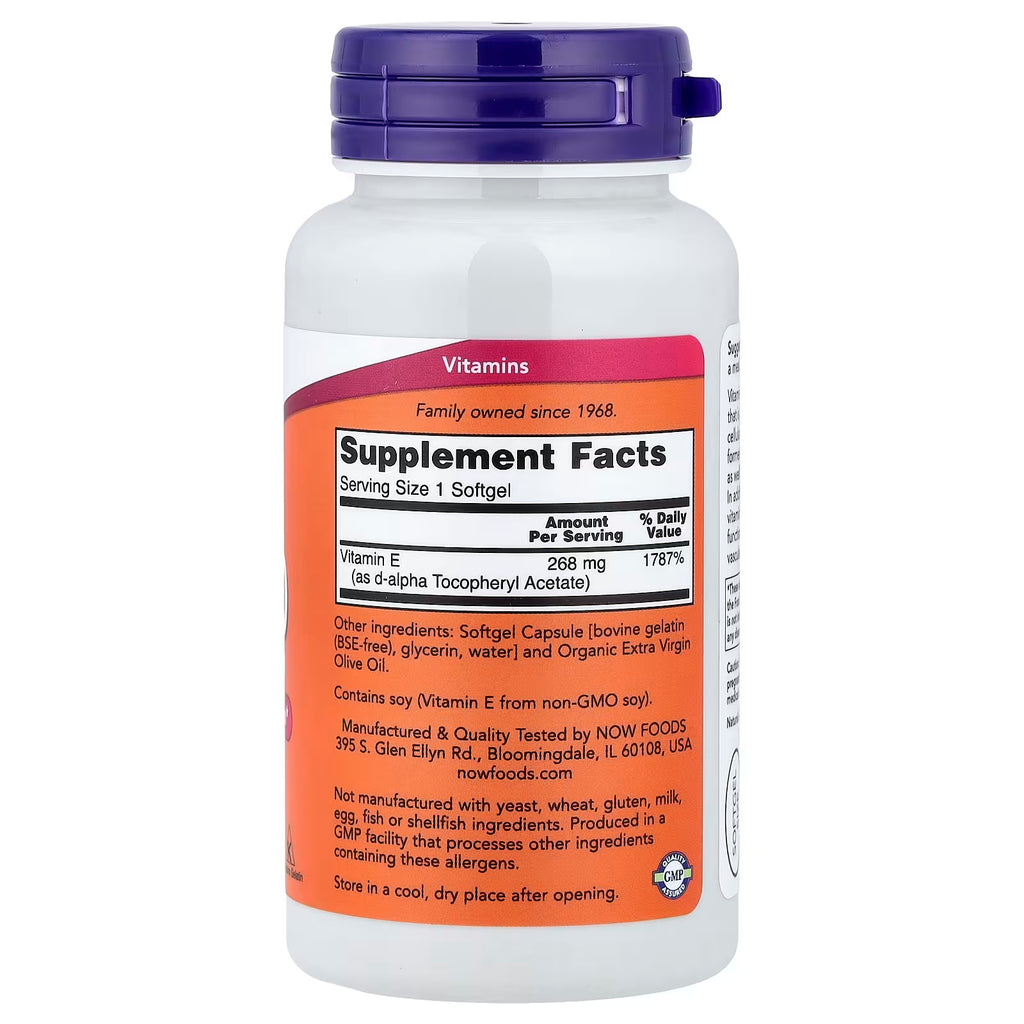 Now Foods E-400 100 Capsulas Informacion nutricional