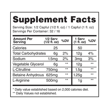 Gaspari Nutrition Proven Pump Pre Entreno 473.2ml 32 servicios informacion nutricional