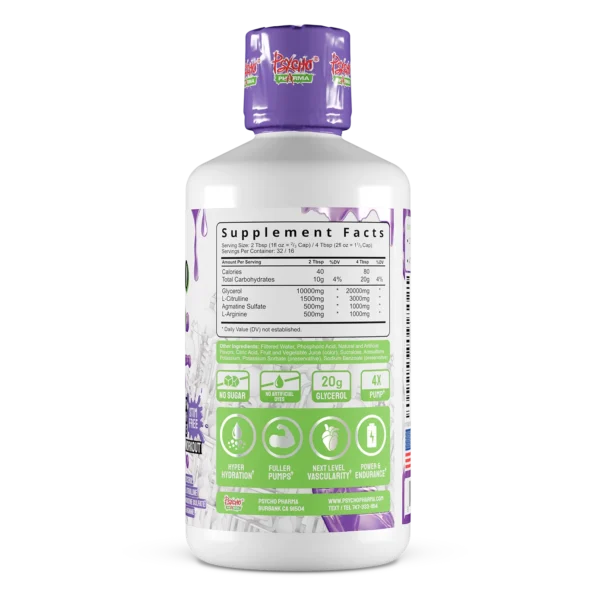 Psycho Pharma Psycho Syrup Stim Free 32Serv Pre Entreno Informacion nutricional