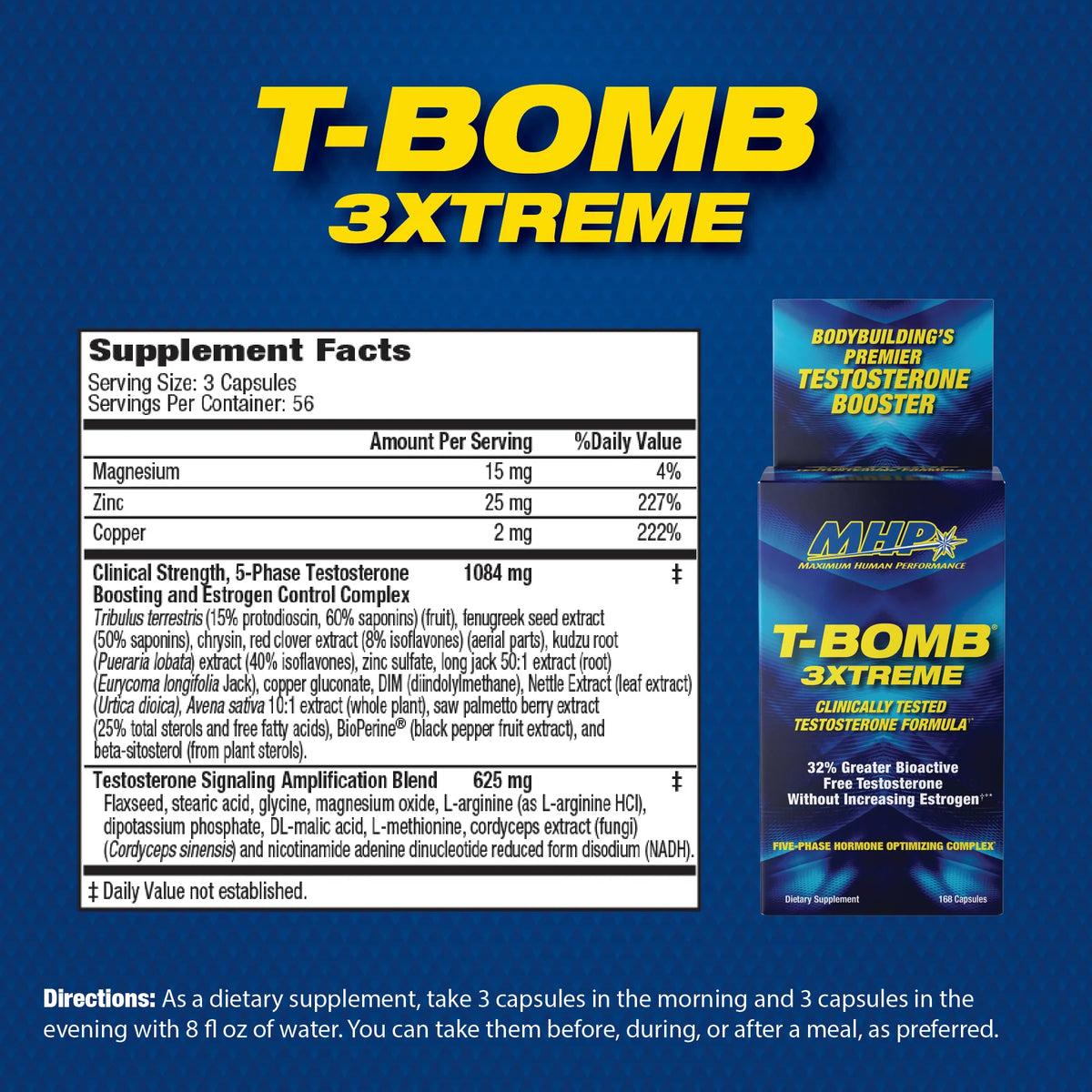 MHP T-Bomb 3Xtreme 168 Tabletas informacion nutricional