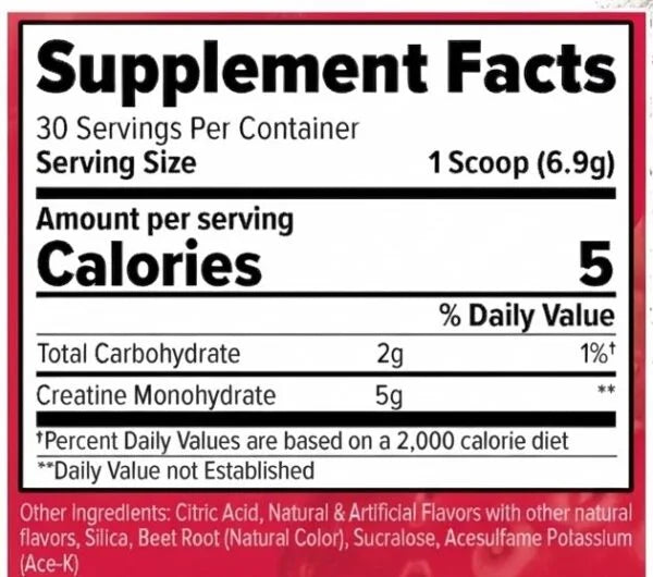 Finaflex Creatine Calypso 211g 30 Servicios informacion nutricion