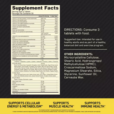 Optimum Nutrition Opti Men 150 Tabletas informacion nutricional