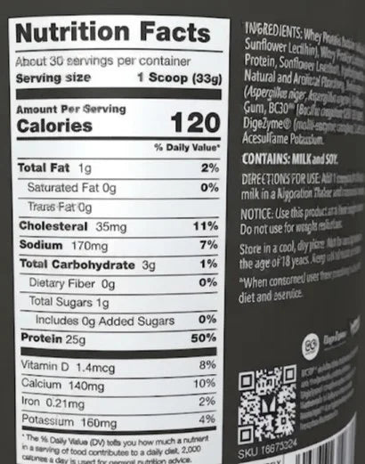Myprotein hyrox  2.15lb  30serv Informacion nutricional