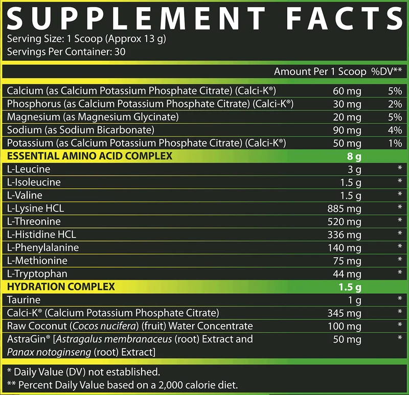 Nutrex Warrior EAA + Hydration 30 Servicios informacion nutricional