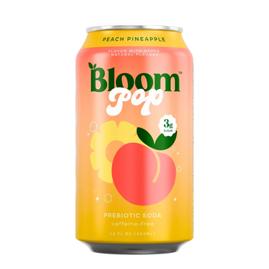 Bloom Nutrition Pop Prebiotic Soda 355ml 12 Pack Peach Pineapple