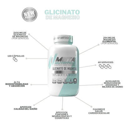 Meta Nutrition Glicinato de Magnesio 120 Caps 40 Servios Portada 2