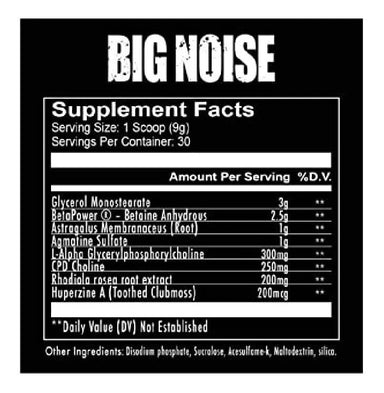 43 Supplements Creatina Monohidratada 1 Kg 200 Servicios Redcon1 Big Noise 30 Servicios 258gr INFORMACION NUTRICIONAL