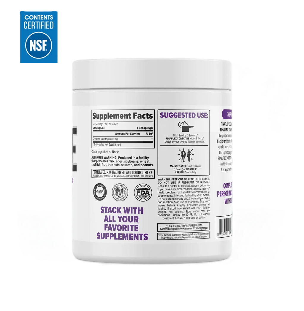 Finaflex Pure Creatina 60 servicios informacion nutricional