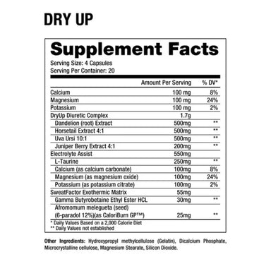 Dragon Pharma Dry Up 80 Capsulas Informacion nutricional