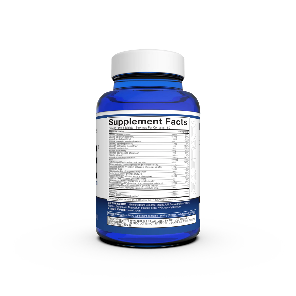 Gaspari Nutrition Multivitaminico Anavite 180 Tabletas informacion nutricional 2