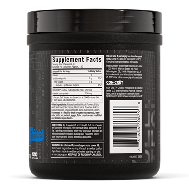 Muscletech Cell Tech Creactor Creatina HCL 120 servicios Informacion Nutricional