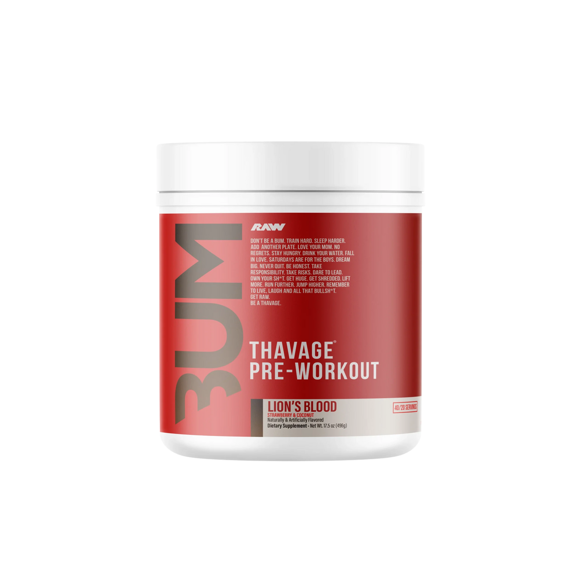 Raw Nutrition Bum Thavage Pre Entreno 40 Servicios lion´s bloood