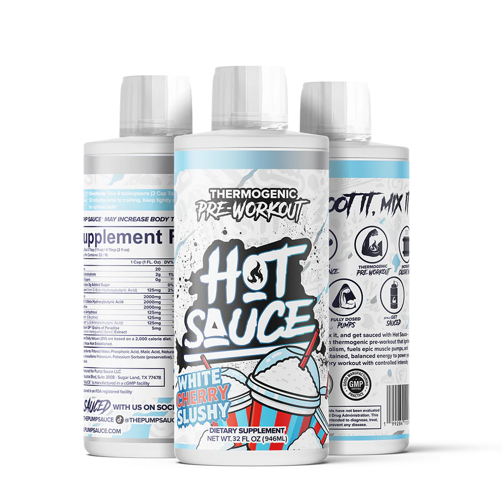 Hot Sauce Thermogenic Pre Entreno 32/16 servicios white Cherry Slushy Portada