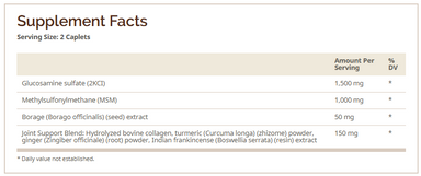 Glucoflex Glucosamina 1500mg & MSM 1000mg 60 capsulas informacion nutricional