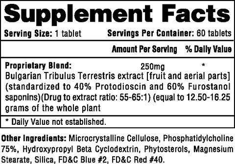 Hi Tech Tribesterone Testosterone Booster 60 Tabletas Informacion nutricional