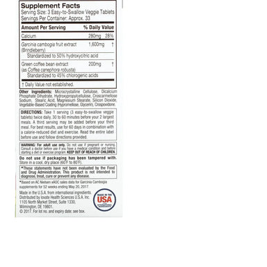 Purely Inspired Garcinia Cambogia 100 Cápsulas informacion nutricional