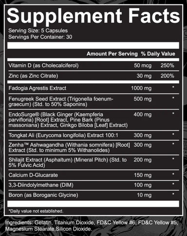 Nutrifitt phage extreme test booster 150caps Informacion nutricional