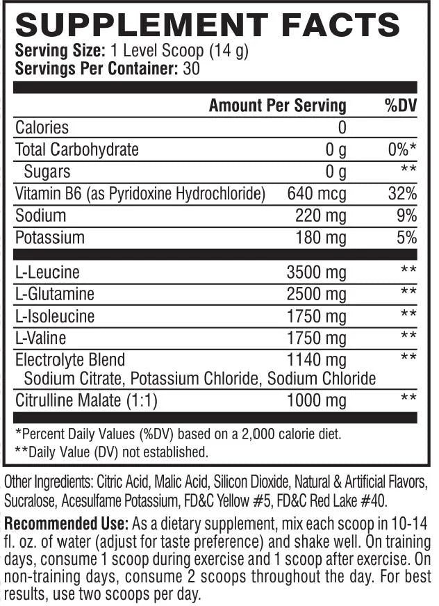 Xtend The Original Bcaa 30 Servicios Aminoacidos informacion nutricional