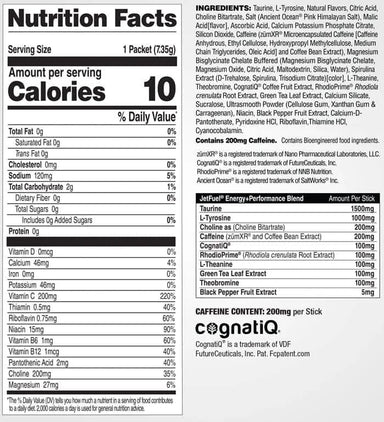 GAT Sport Jet Fuel 14 Stiks informacion nutricional