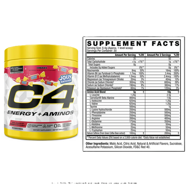 Cellucor C4 Energy + Aminos Jolly Rancher 30 servicios Informacion nutricional