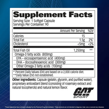 GAT Sport Omega 3 90 Capsulas informacion nutricional