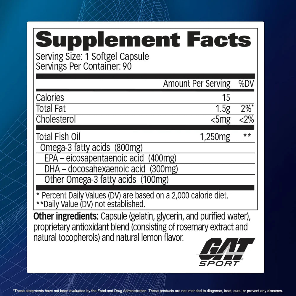 GAT Sport Omega 3 90 Capsulas informacion nutricional