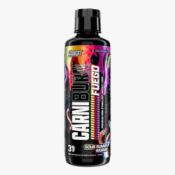 Nutrex Research Carniburn Fuego Non-Stim 31 Servicios Sour Gummy Worms