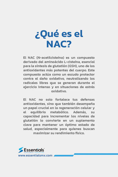 Essentials NAC (N-Acetilcisteina) 60 Capsulas Portada 2