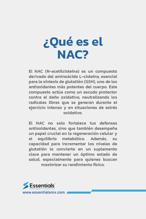 Essentials NAC (N-Acetilcisteina) 60 Capsulas Portada 2