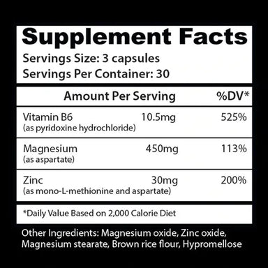 Insane Labz ZMA 90 cápsulas informacion nutricional
