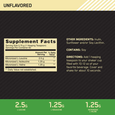 Optimum Nutrition Bcaa 5000 Powder 50 servicios informacion nutricional