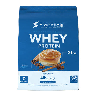 Essentials Whey Protein 4 Lbs 60 Servicios Rol de Canela