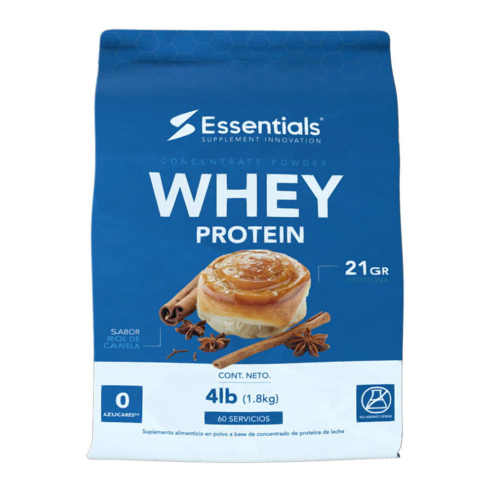 Essentials Whey Protein 4 Lbs 60 Servicios Rol de Canela
