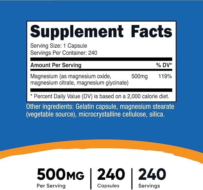NUTRICOST COMPLEJO MAGNESIO 240 CÁPSULAS informacion nutricional