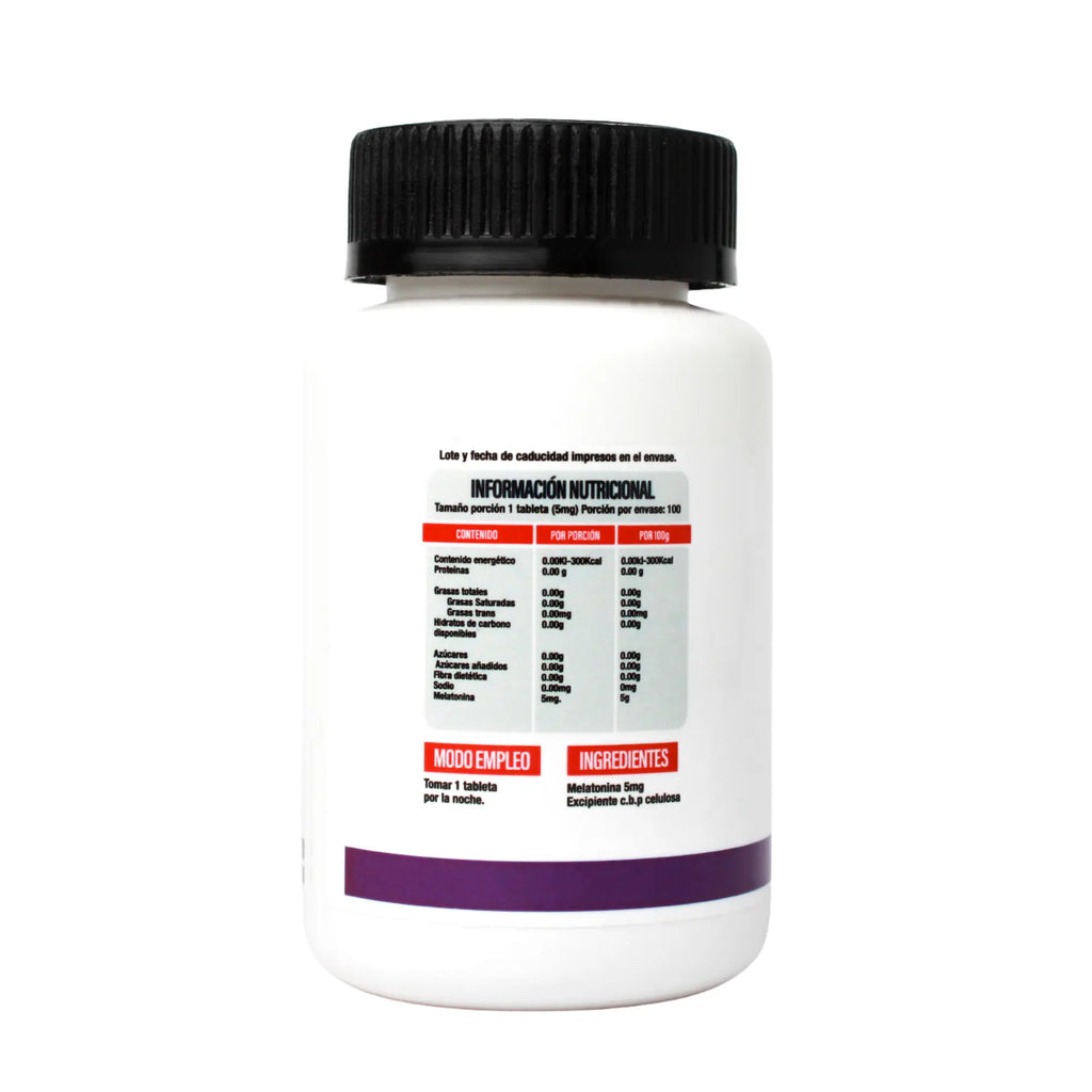 Superlabs Nutrition Melatonina 5mg 100 Capsulas informacion nutricional
