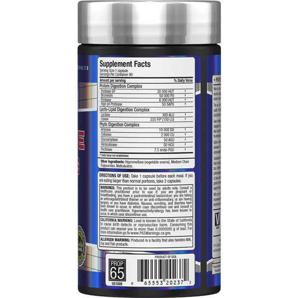 Allmax Enzimas Digestivas 90 Capsulas informacion nutricional