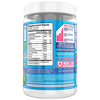 Ryse Loaded Pre Entreno Sour Punch 435Gr 30 Servicios informacion nutricional