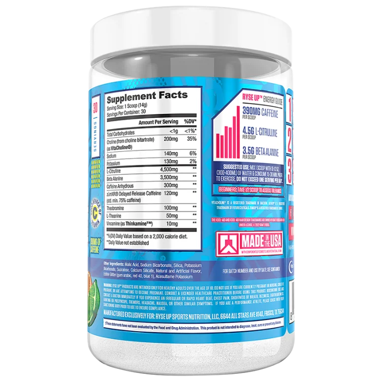 Ryse Loaded Pre Entreno Sour Punch 435Gr 30 Servicios informacion nutricional