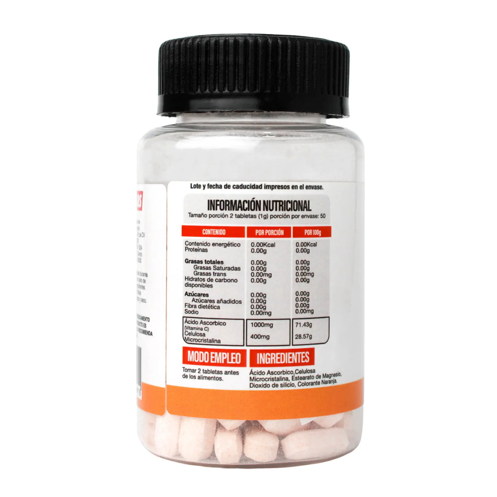 Superlabs Nutrition Vitamina C 500 mg 100 Tabletas Informacion nutricional