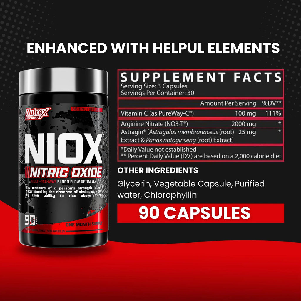 Nutrex Niox 90 Capsulas informacion nuricional