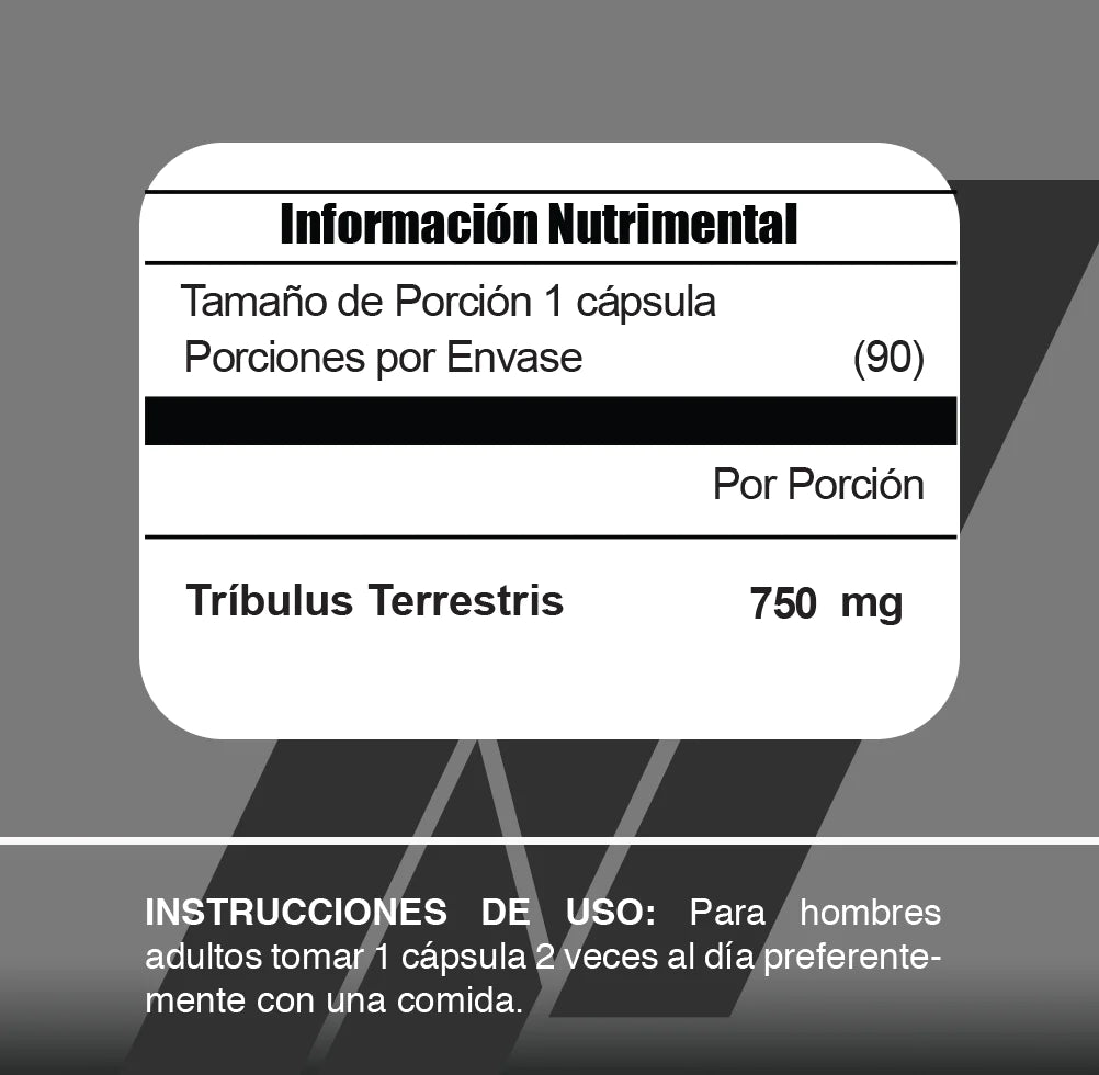 Meta Nutrition Max Trib 90 capsulas Tribulus informacion nutricional